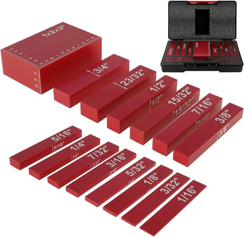 Abizarch 15pcs Gauge Block Set Aluminum Alloy Height Gauge Block High Precision Setup Bars Portable Testing Gauge Block Measuring Tool for Router and Table Saw Woodworking Accessories - Image 1